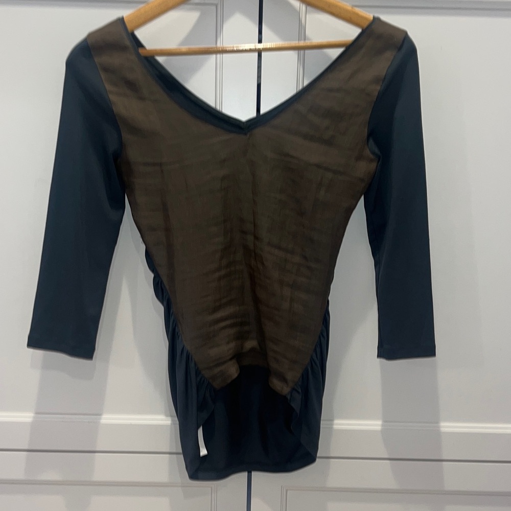 Brunello Cucinelli Brown and Blue v neck Blouse